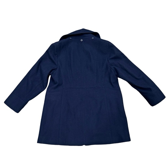 MICHAEL KORS WOMENS FULL ZIP OVERCOAT SIZE 0X NAVY BLUE WOOL - Picture 2 of 6